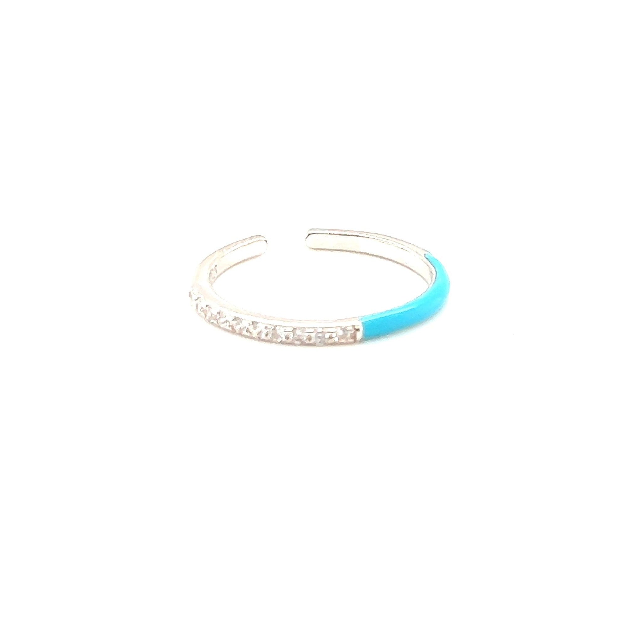 Turquoise & Crystal Adjustable Ring - CM Jewellery Designs Ltd