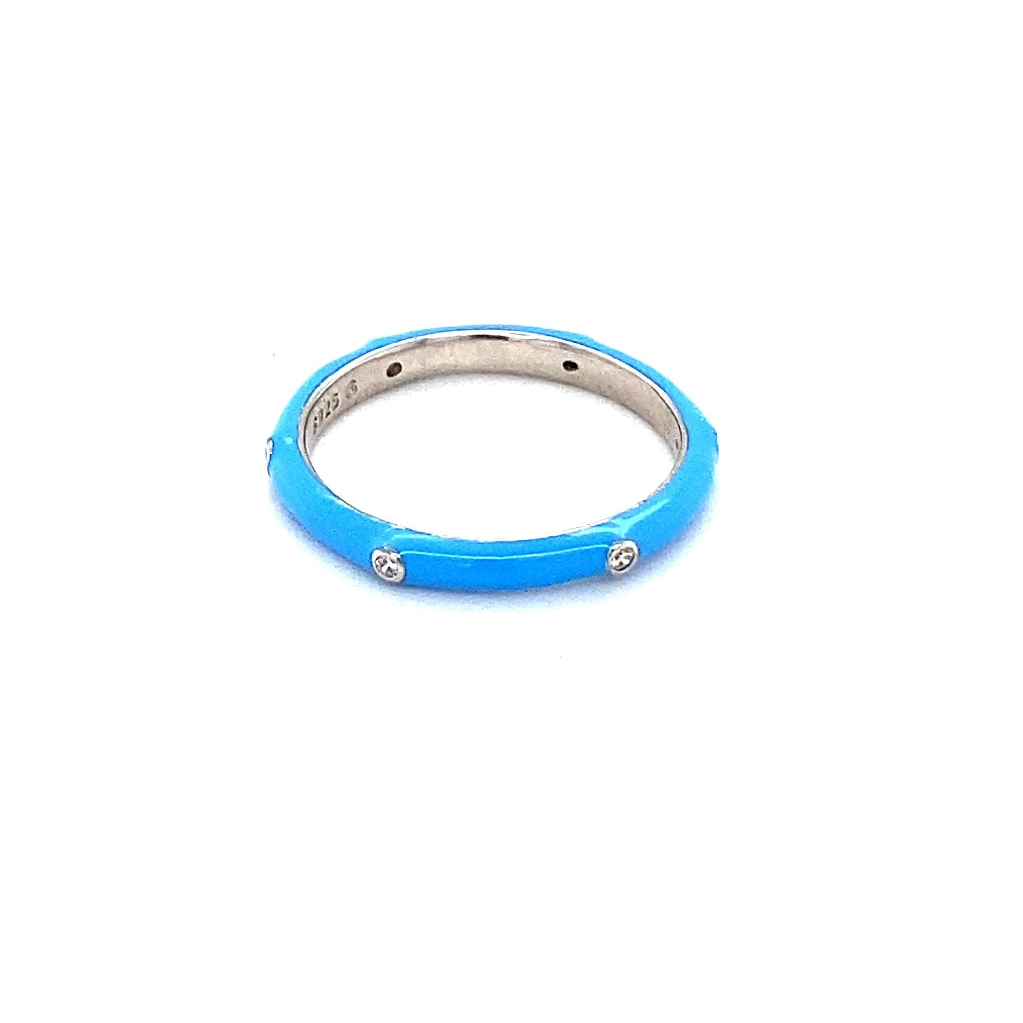 Turquoise Enamel & Crystal Ring - CM Jewellery Designs Ltd